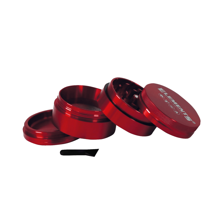ELEMENTS RED GRINDER ALUMINIUM 4 PARTS - MEDIUM